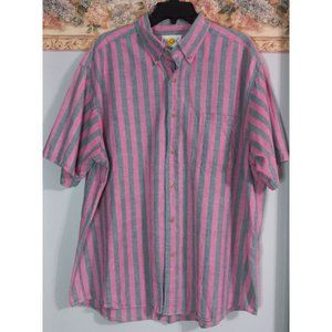 Pache XL Strip Vintage Red Grey Vintage Casual Button Down Shirt